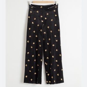 & Other Stories Embroidered Velvet Trousers size 4